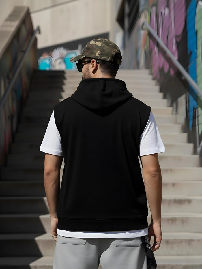 Solid Sleeveless Zipper Hoodie Leon Clothing