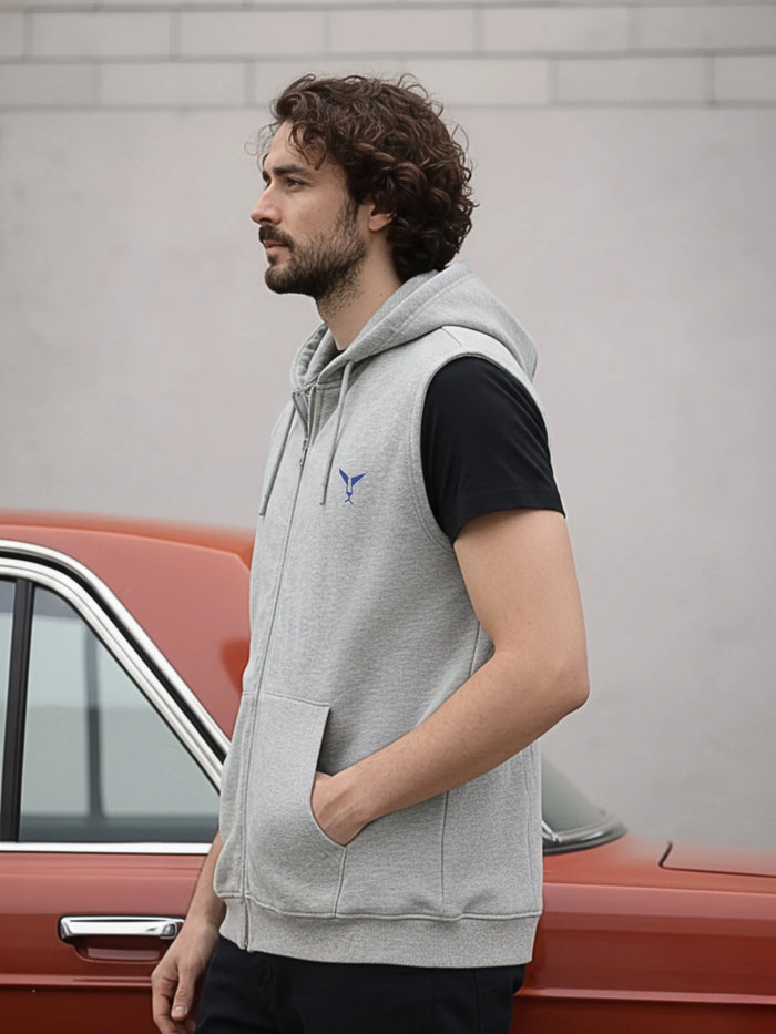Solid Sleeveless Zipper Hoodie Leon Clothing