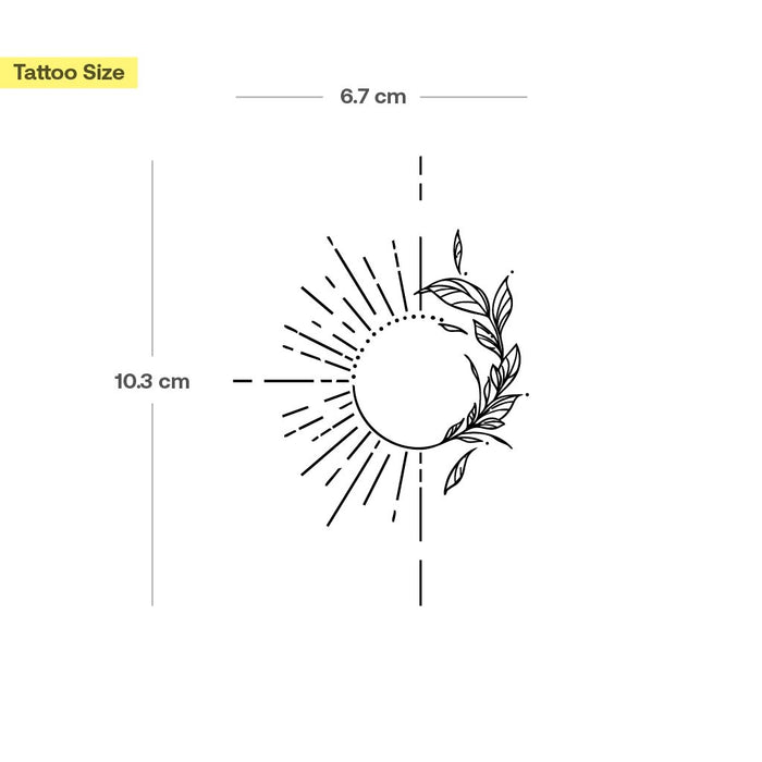 Sonnenstrahlen & Blätter Tattoo