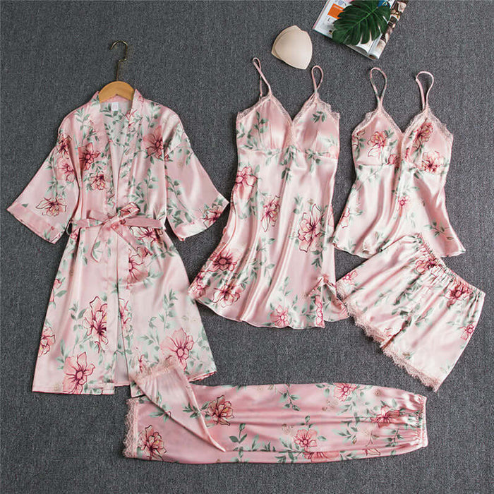 floral pink five-piece suit / 2XL