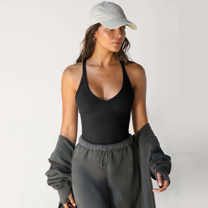 Spring Knitted Ribbed Vest Top seamless hem borders displaying high durability thread composition alignment