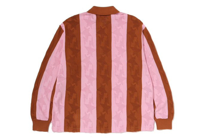 STA STRIPE PATTERN JACQUARD MULTI LOGO RELAXED FIT LS TEE