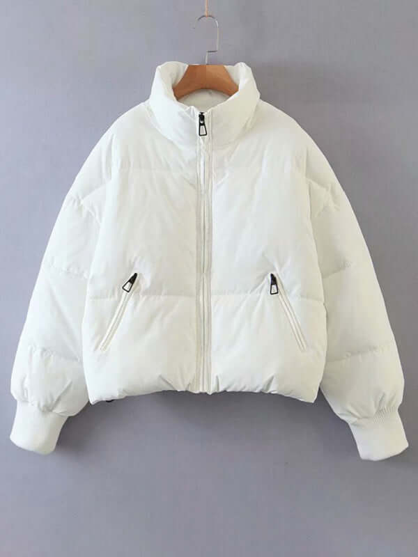 Stand Collar Sleeveless Puffer Vest Jacket for Women side angle display