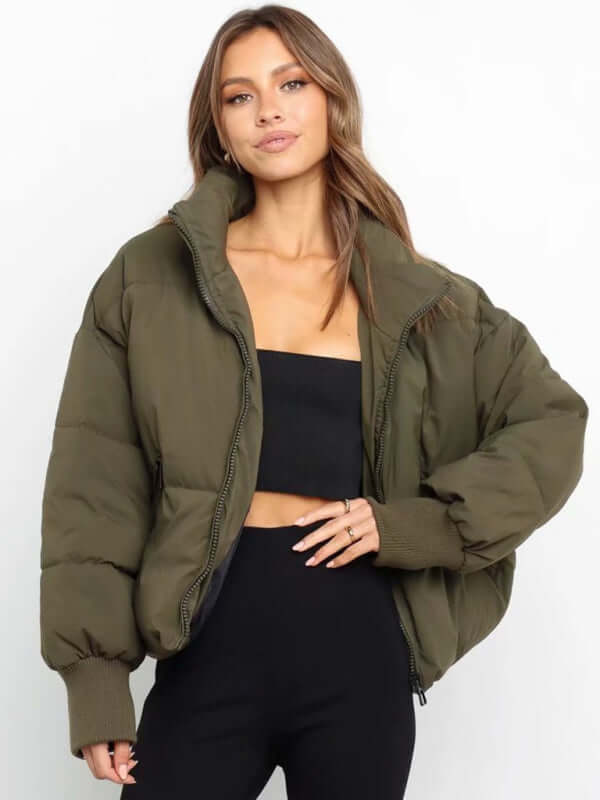 Stand Collar Sleeveless Puffer Vest Jacket for Women lightweight padded texture