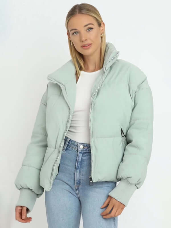 Stand Collar Sleeveless Puffer Vest Jacket for Women spring casual outfit styling