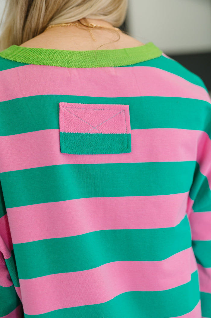 Stars On Stripes Patchwork Striped Sweatshirt Sweater Ave Shops- Tilden Co.