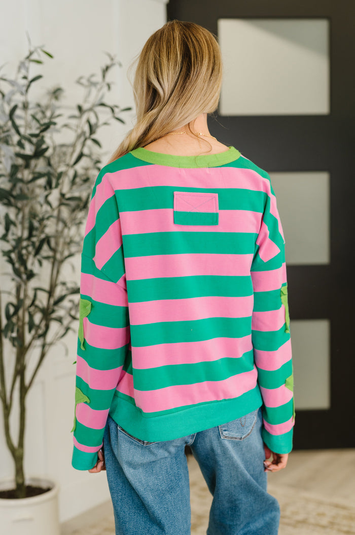 Stars On Stripes Patchwork Striped Sweatshirt Sweater Ave Shops- Tilden Co.