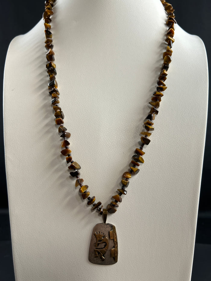 Sterling Silver Kokopelli Tigers Eye Necklace