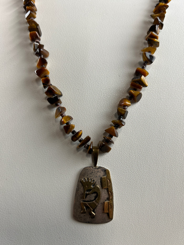 Sterling Silver Kokopelli Tigers Eye Necklace