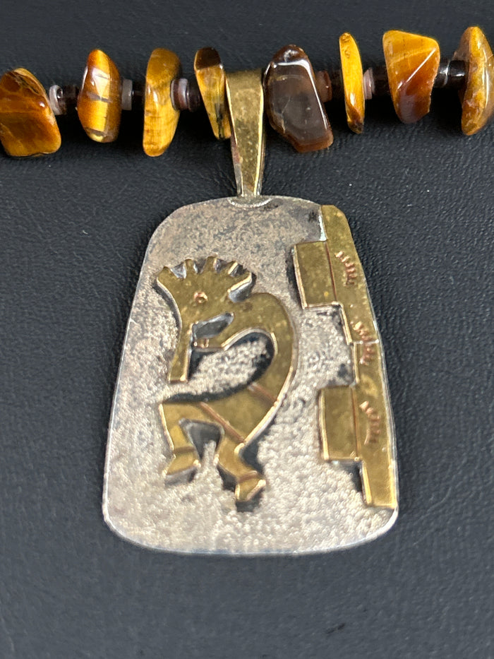 Sterling Silver Kokopelli Tigers Eye Necklace