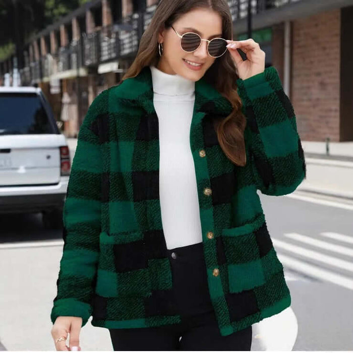Street Fashion Solid Color Loose Womens Coat Outwear 104cm bust size S measurement.