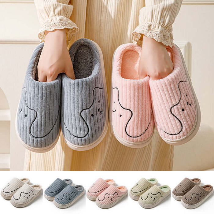 Striped Cat Slippers indoor plush shoes.