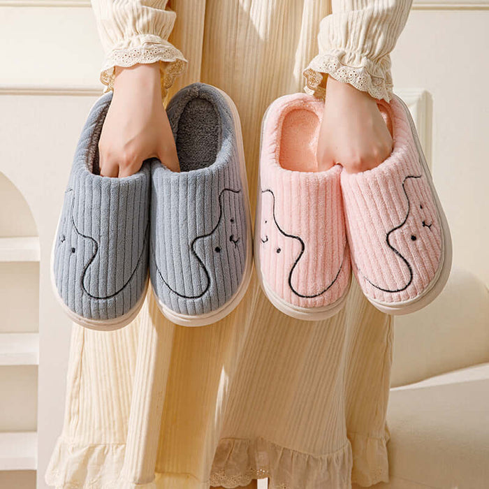 Striped Cat Slippers winter warm footwear