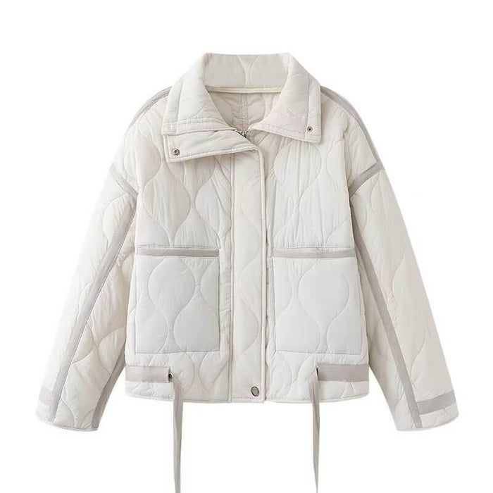Stylish Jacket For Women Fallwinter red hooded jacket without fur collar