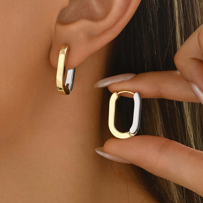 Stylish Minimalist Square Anti-drop Ear Clips black geometric design.