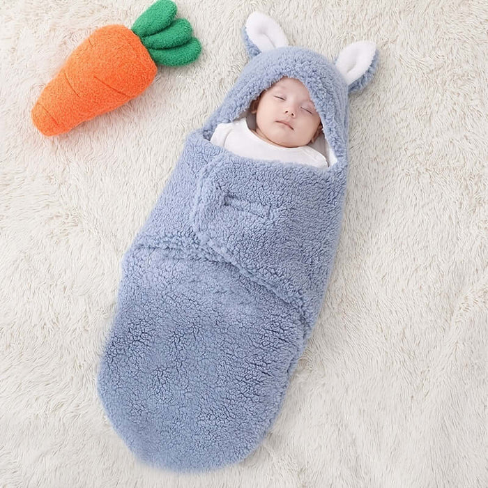 Super Soft Baby Sleeping Bag Fluffy Fleece Swaddle soft lightweight breathable fabric fibers highlighting premium ventilation mesh.