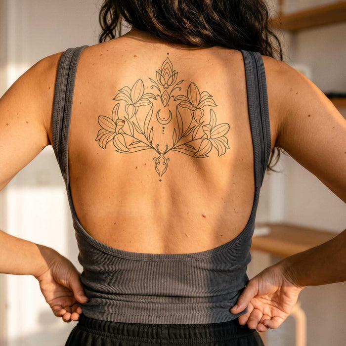 Symmetrisches Lilien Ornament Tattoo