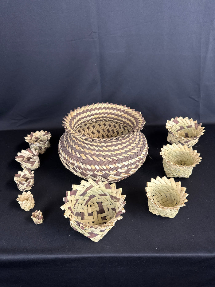 Tarhumara basket with 15 nesting baskets