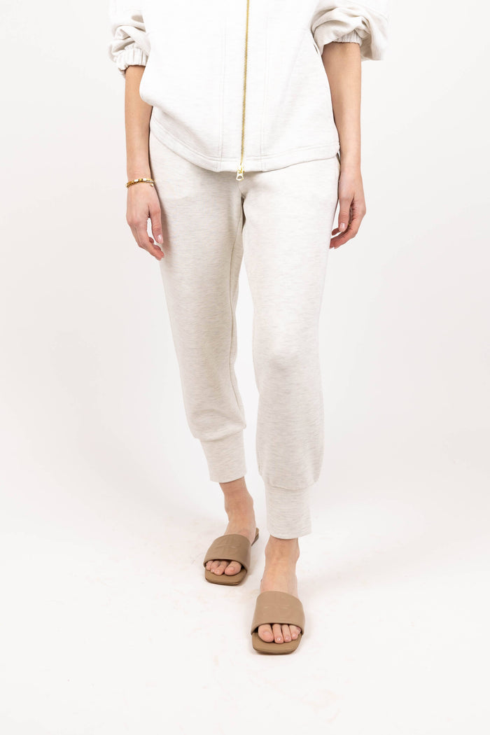 The Slim Cuff Pant 25" - Ivory Marl - Molly + Kate