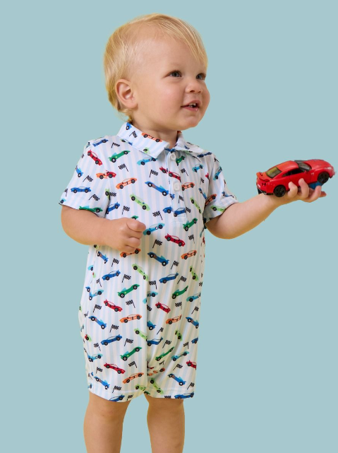 Tiny Let's Roll Performance Polo Romper
