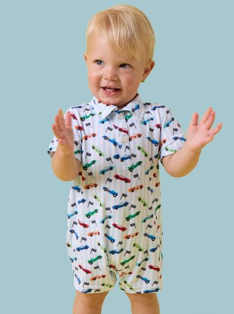 Tiny Let's Roll Performance Polo Romper