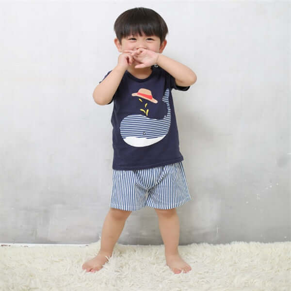 Toddler Cartoon Cotton T-Shirt and Shorts Summer Set high durability non-toxic textile print close-up macro review