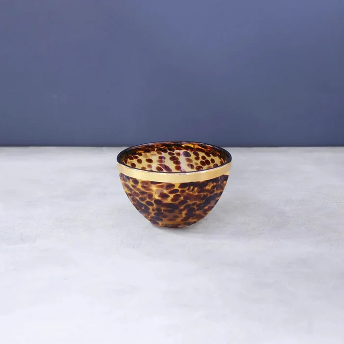 Tortoise and Gold 5.5" Glass Bowl