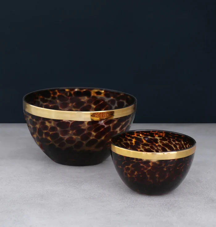 Tortoise and Gold 5.5" Glass Bowl