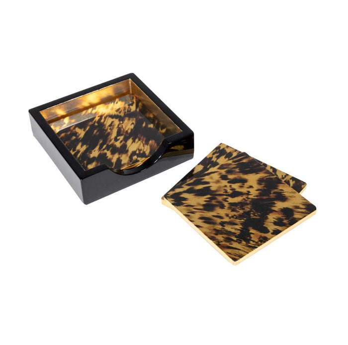 Tortoiseshell Set Of 4 Lacquer Coasters - 4" Diameter