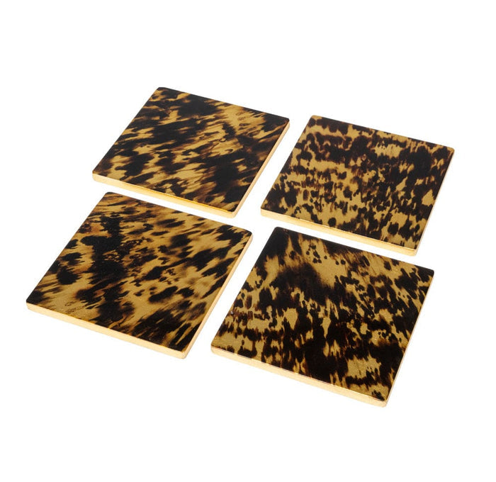 Tortoiseshell Set Of 4 Lacquer Coasters - 4" Diameter
