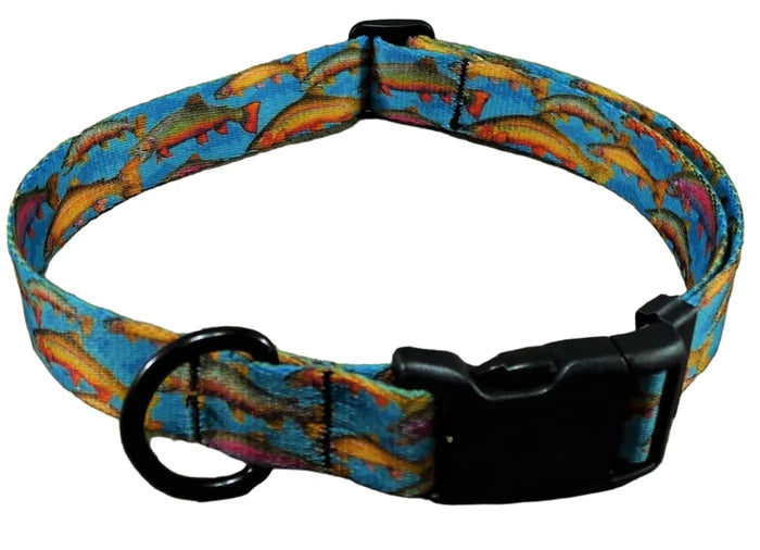 Trout Tales Collar designed for comfortable and adjustable fit for your pet's needs and Matching Leash - Dog.Dog.Cat.