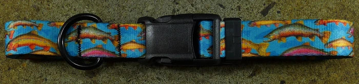 Trout Tales Collar designed for comfortable and adjustable fit for your pet's needs and Matching Leash - Dog.Dog.Cat.