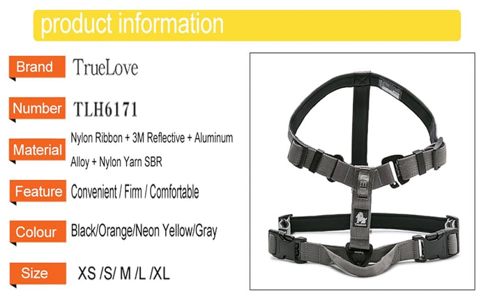 TrueLove Webbing Harness TLH6171 Durable Adjustable Safety Harness for Various Uses - Dog.Dog.Cat.