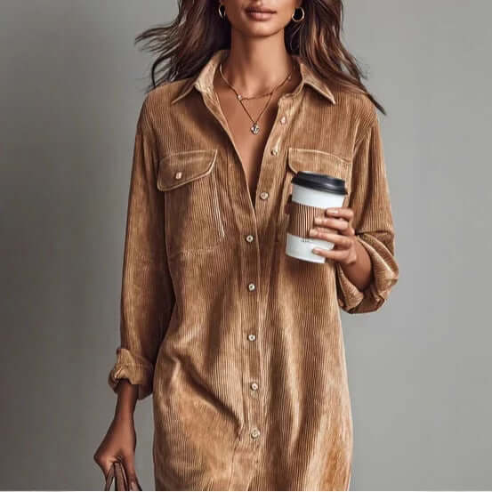Turn Down Collar Buttons Dress spring autumn fashion