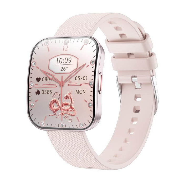 U17 Ultra Thin Curved Screen AMOLED Sports Smart Watch with pink strap and stylish design.