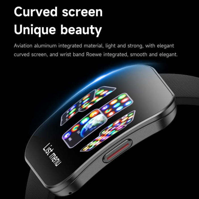 U17 Ultra Thin Curved Screen AMOLED Sports Smart Watch showcasing its elegant curved screen and integrated wrist band.