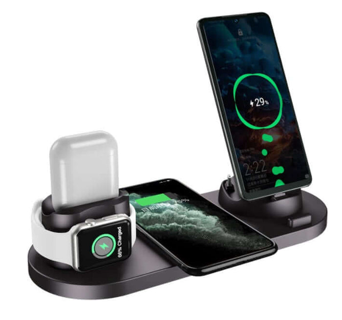 Universal 6 in 1 Wireless Fast Charger Dock for iPhone clutter-free charging solution