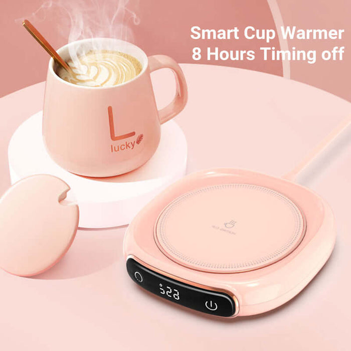 USB Electric Coffee Mug Warmer Heating Coaster side angle desktop display