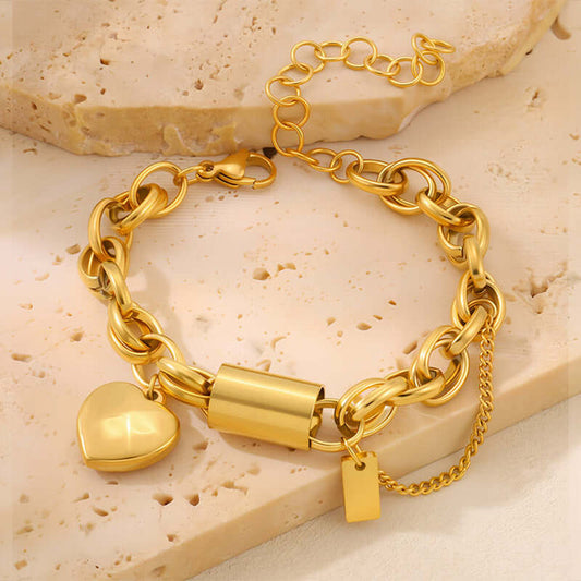 Versatile Titanium Stainless Steel Heart Jewelry gold necklace.