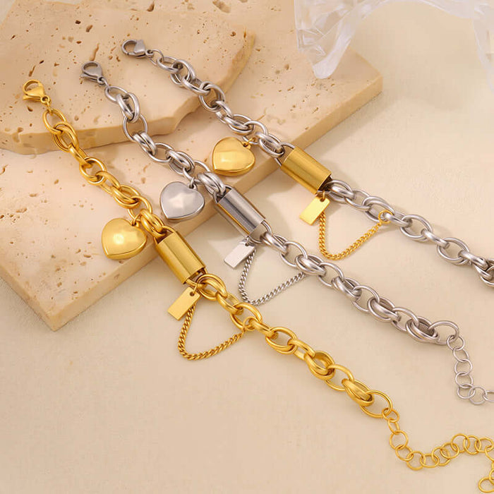 Versatile Titanium Stainless Steel Heart Jewelry unique chain design.