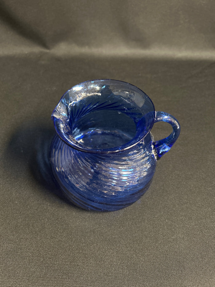 VTG Hand Blown Avalos Art Glass Cobalt Blue Pitcher Vase
