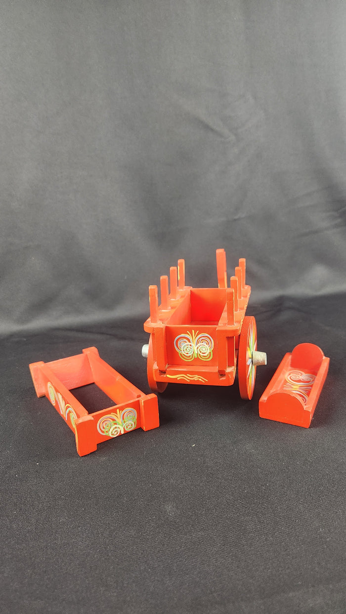 VTG Hand Painted Costa Rica Miniature Ox Cart