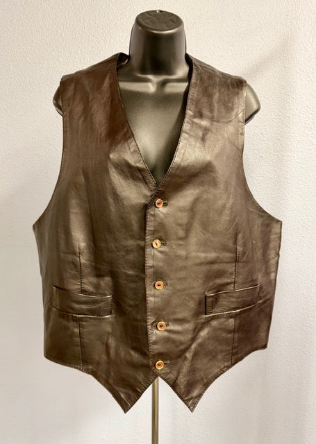 VTG Harrods Gomshall Fine Dark Brown Leather Vest L