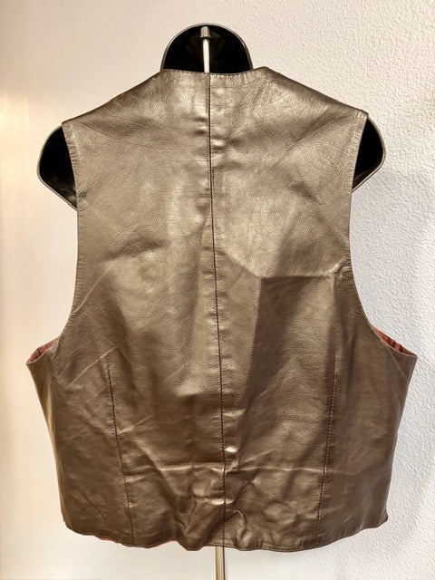 VTG Harrods Gomshall Fine Dark Brown Leather Vest L