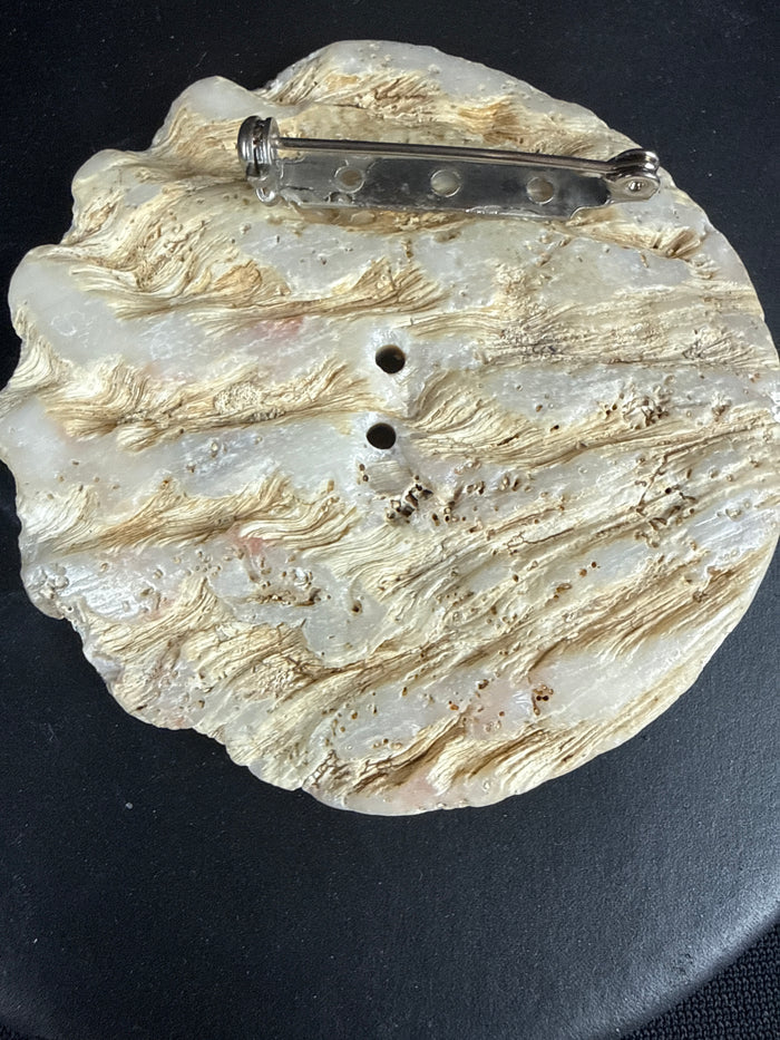 VTG Sterling "Sleeping Man" Abolone Shell Brooch