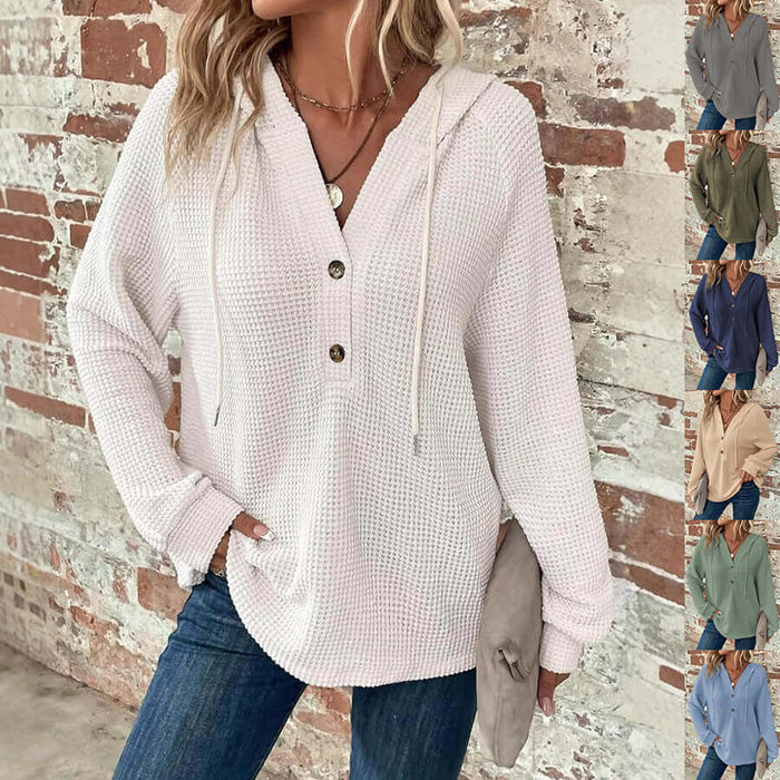 Waffle Hooded Sweater Sweatshirt for Women size S 63cm length.