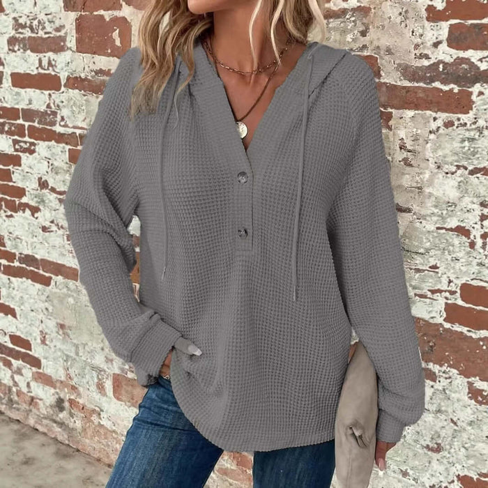 Waffle Hooded Sweater Sweatshirt for Women size 2XL 26.1 inch length.