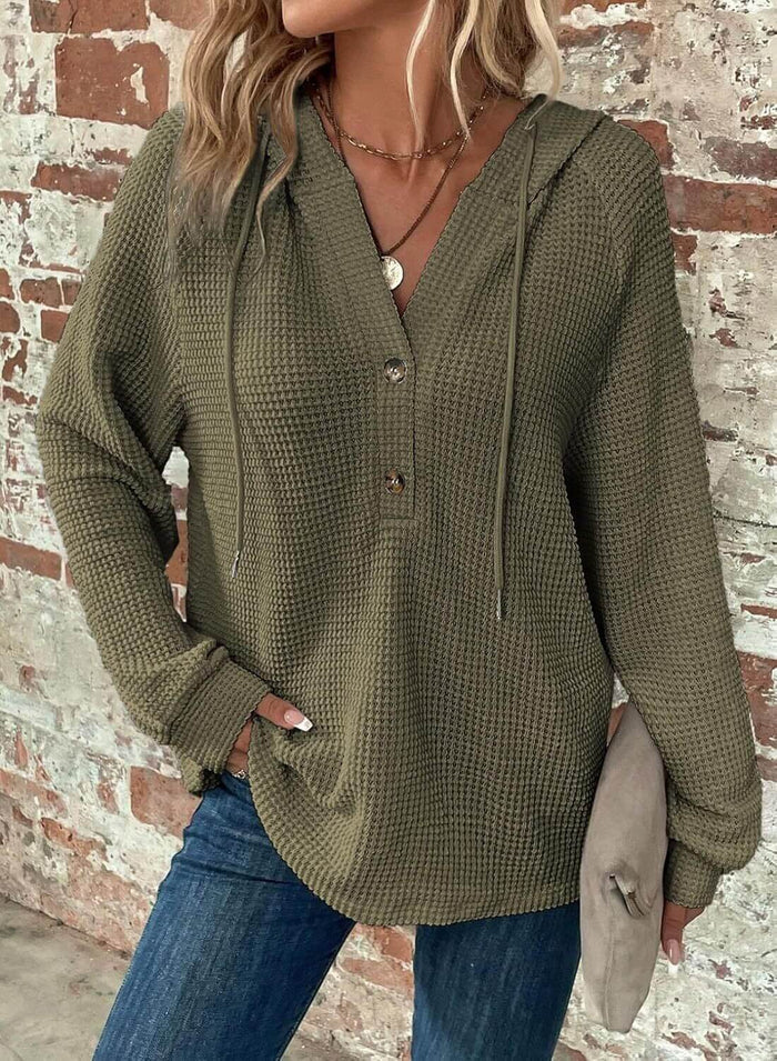 Waffle Hooded Sweater Sweatshirt for Women size 4XL 69cm length.