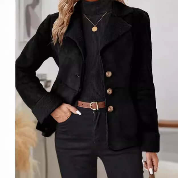 Warm Fur Integrated Lapel Pocket Jacket for Women M size 66 length.