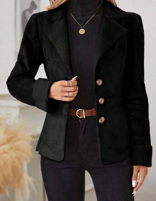 Warm Fur Integrated Lapel Pocket Jacket for Women XXL size 69 length.